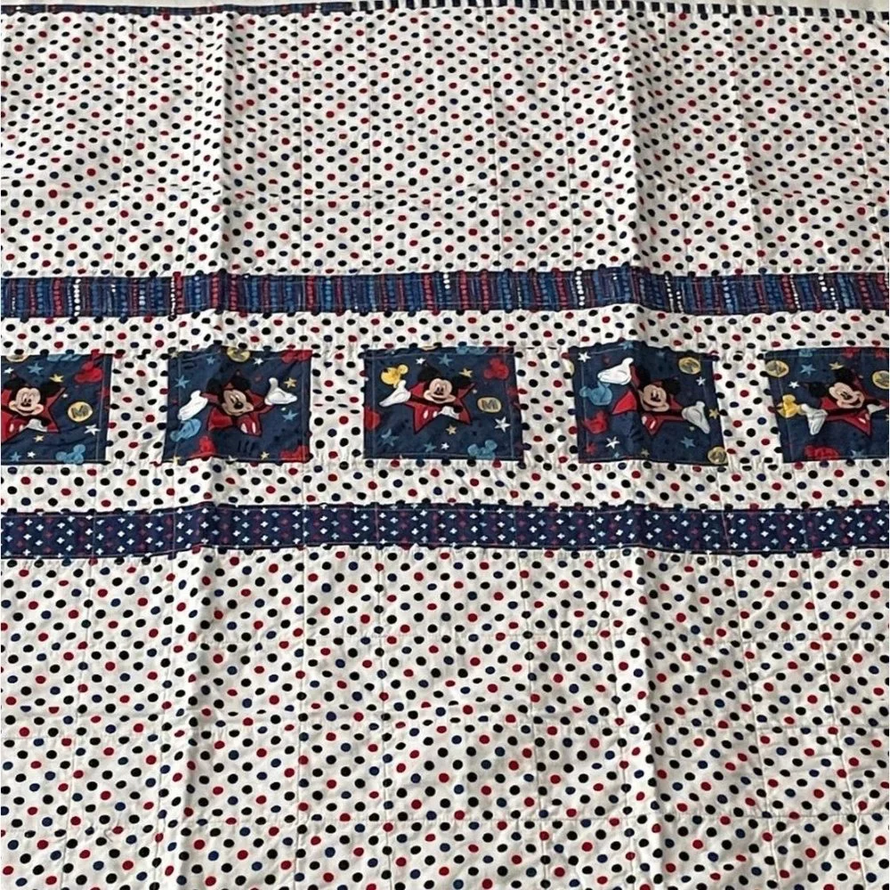 Handcrafted Mickey Mouse Quilt Pieced Patchwork Kids Activity Play Mat Blanket